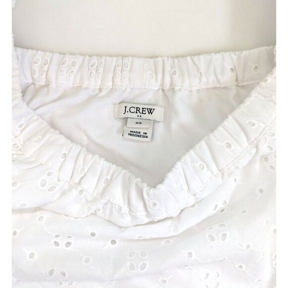 J. Crew Factory White Eyelet Summer Dress Off Shoulder Size XS J0976 - Picture 3 of 6
